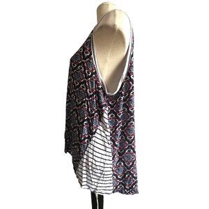 eyeshadow Red Navy and White Sleeveless Soft Blouse Sz 2XL Womens